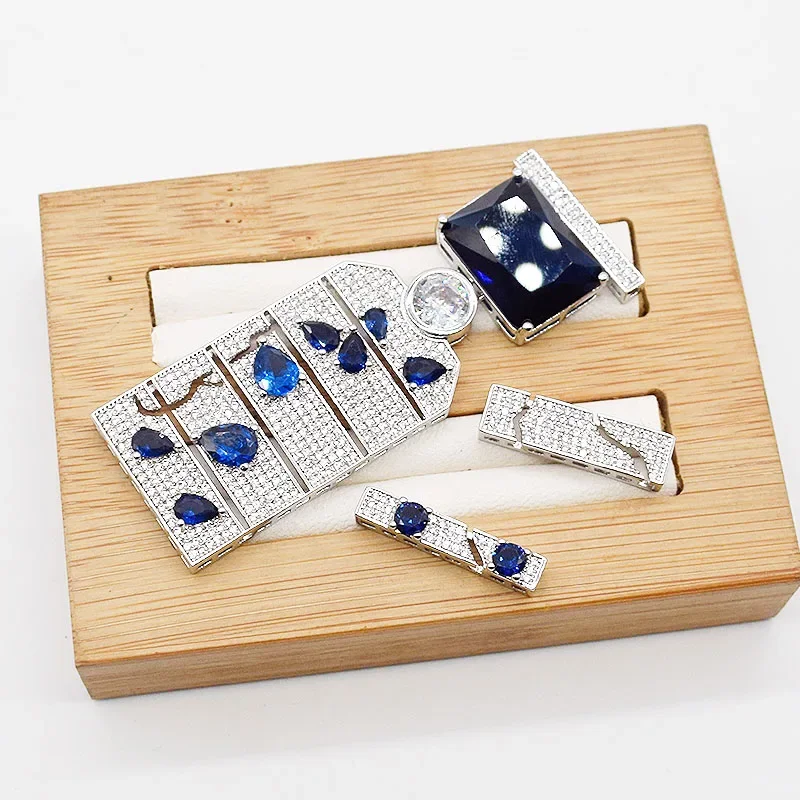 1 Pcs 25x70mm White Gold Plated Cubic Zirconia Micro Pave Connector Necklace Bracelet Pendant Jewelry DIY Findings