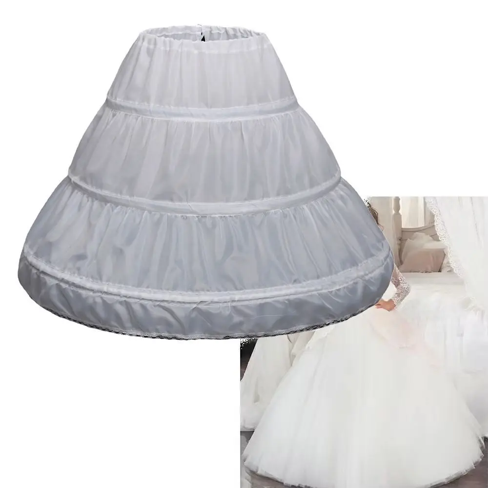 Lace Children Petticoat 3 Hoops One Layer Lolita Petticoat Elastic Waist Lightweight Bride Wedding Dress Lining Ball Gown