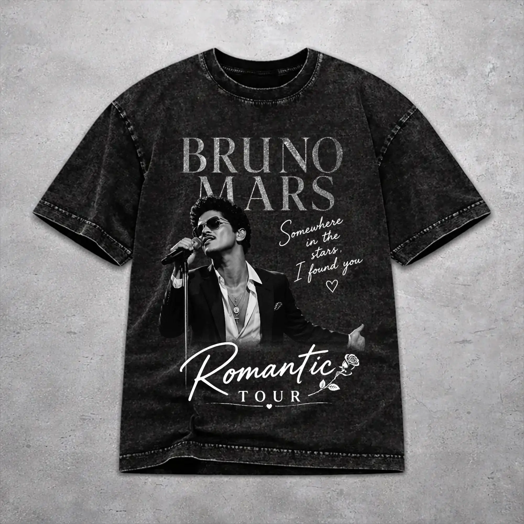 Men Women Bruno Mars Romantic Tour 2026 T Shirt Graphic Printed Washed Cotton  Fashion T-Shirts