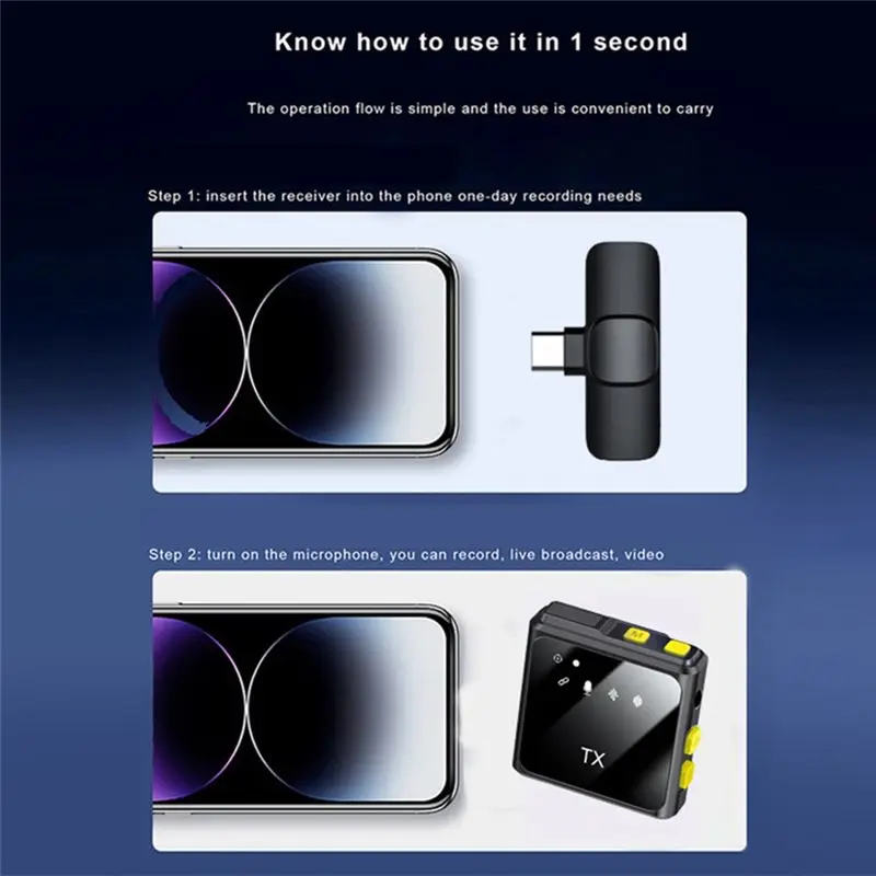 AA60 Intelligent Noise Reduction 2.4G Chip Wireless Lavalier Microphone Perfect Design for Phone Live Broadcast Plug Play