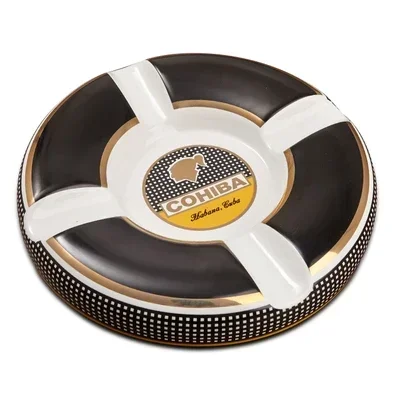 Luxury Classic Round Cigar Ashtray Holder Cohiba High-End China Ceramic 4 Slots Ceramic Ashtray Cigar Smoking Sets Accessories!