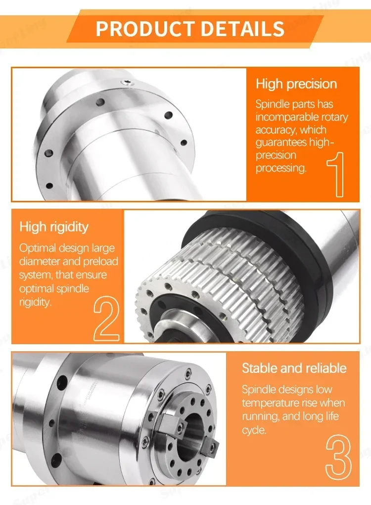 CNC Machine Center BT40 Belt Driven 6000rpm OD120mm Automatic Tool Change Milling Spindle