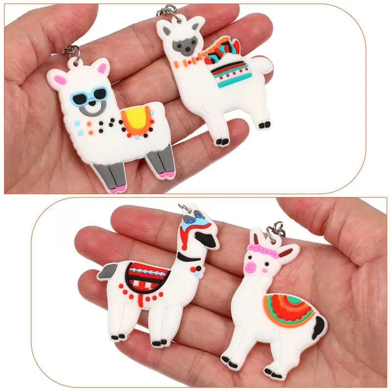 12 Pcs Key Rings Cartoon Alpaca Keychains Hanging Animal Pendants Creative Keychains Decors Gifts (Mixed Style)