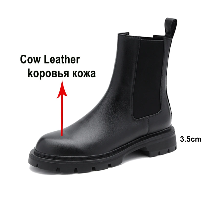 Meotina marka projekt kobiety botki prawdziwej skóry Chelsea Boots platformy Chunky na niskim obcasie krótkie botki jesienno-zimowa 41