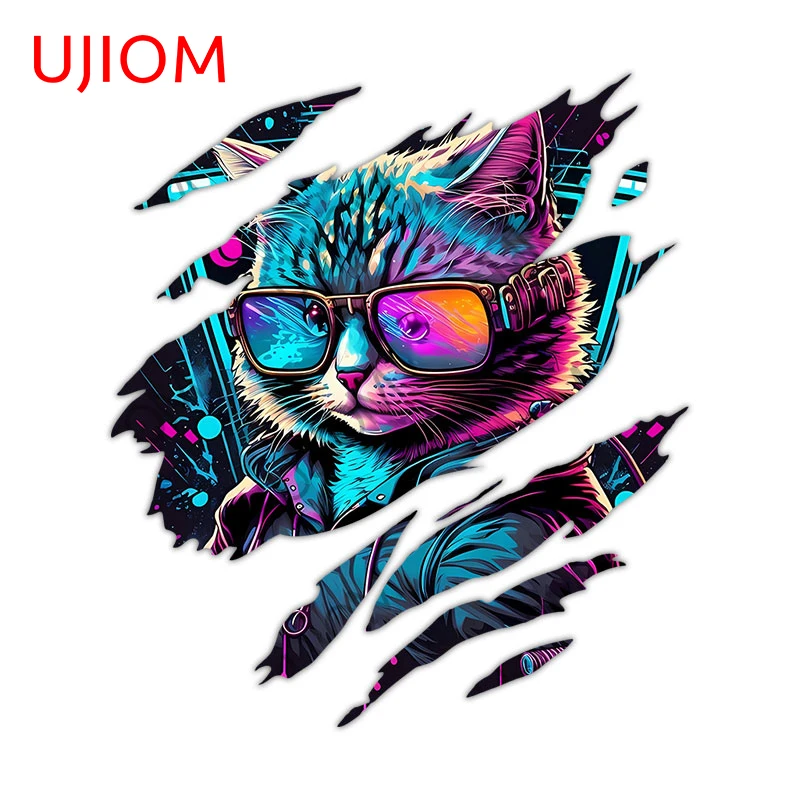 Ujiom 13cm x 11,5 cm Katze Futurismus Anime Tränen Wanda uf kleber creativite Vinyl Klimaanlage Kleider schrank Aufkleber Schlafzimmer Zubehör