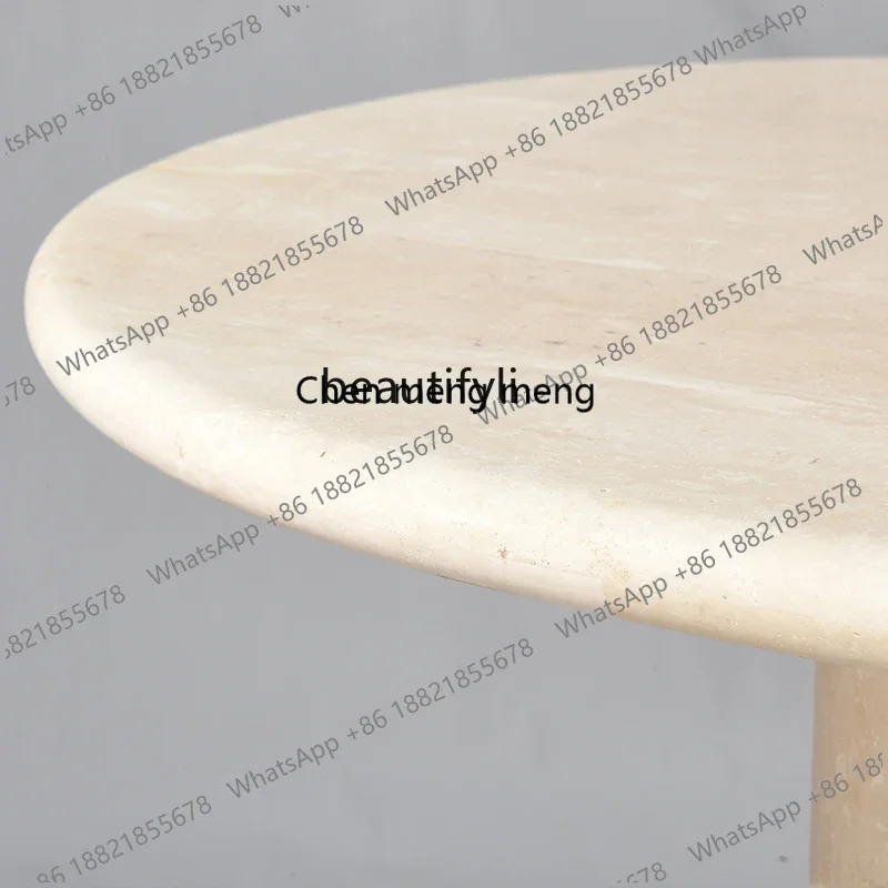 Natural Cave Stone Long Table High-End Home Nordic Mid-Ancient Restaurant Marble Dining Table