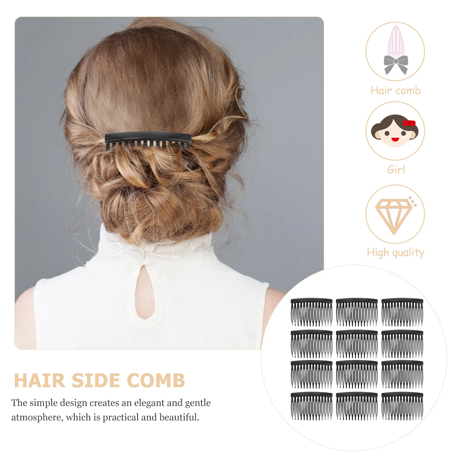 

50Pcs Hair Side Combs Plastic Wide Teeth Simple Design Hairdressing Insert Combs Suitable for All Hairstyles Hair Side Comb