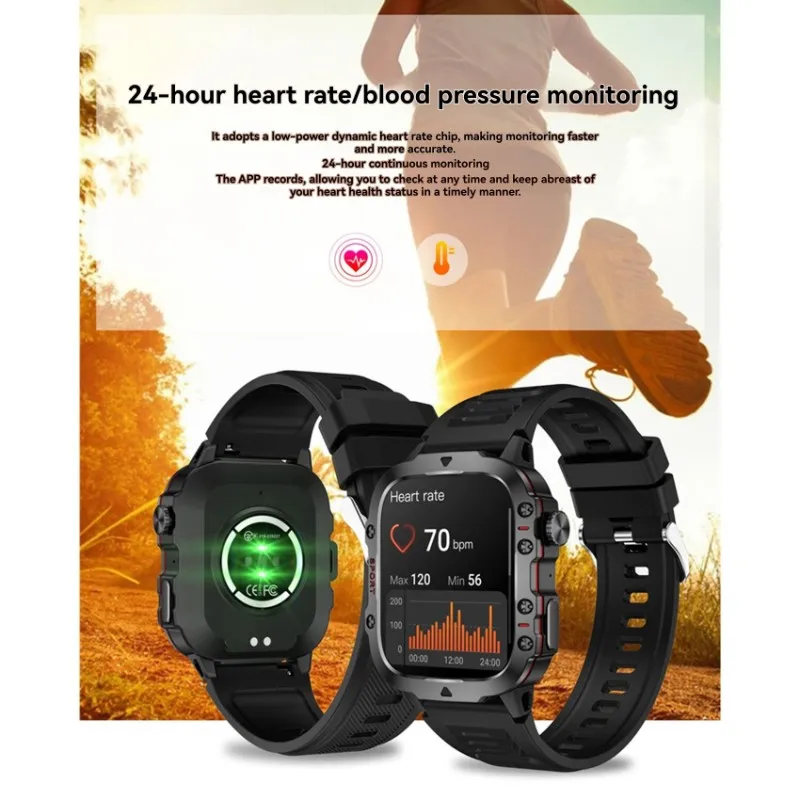 

ABZW Outdoor Smart Watch For Men' S Rugged Bluetooth Call Heart Rate IP68 Waterproof Sports Smart Watches For Android IOS