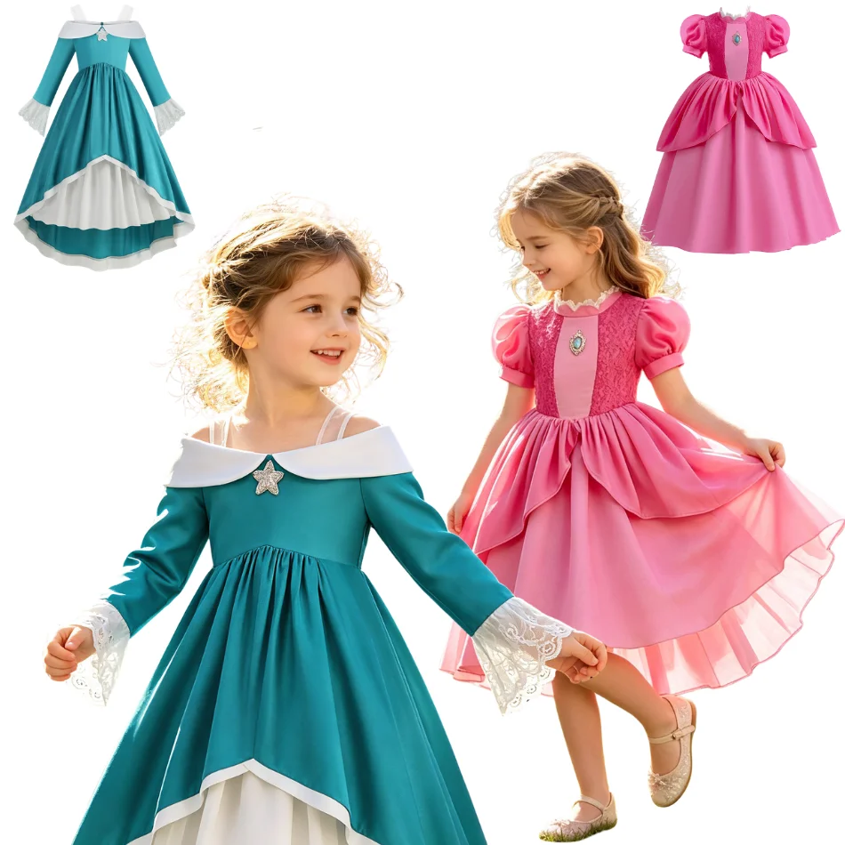 

New Summer Dresses for Girls 2026 Child Birthday Gift Party Princess Dress Set Cute Baby Clothes Kids Carnival Ball Gown Outfits