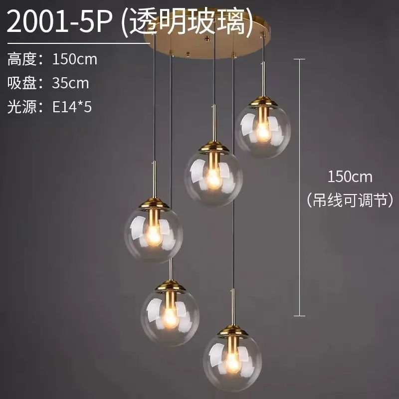 Moderne glazen hanglamp E27 helder amber stenen kroonluchter Nordic Home Decor verlichting voor woonkamer snoer hanglampen