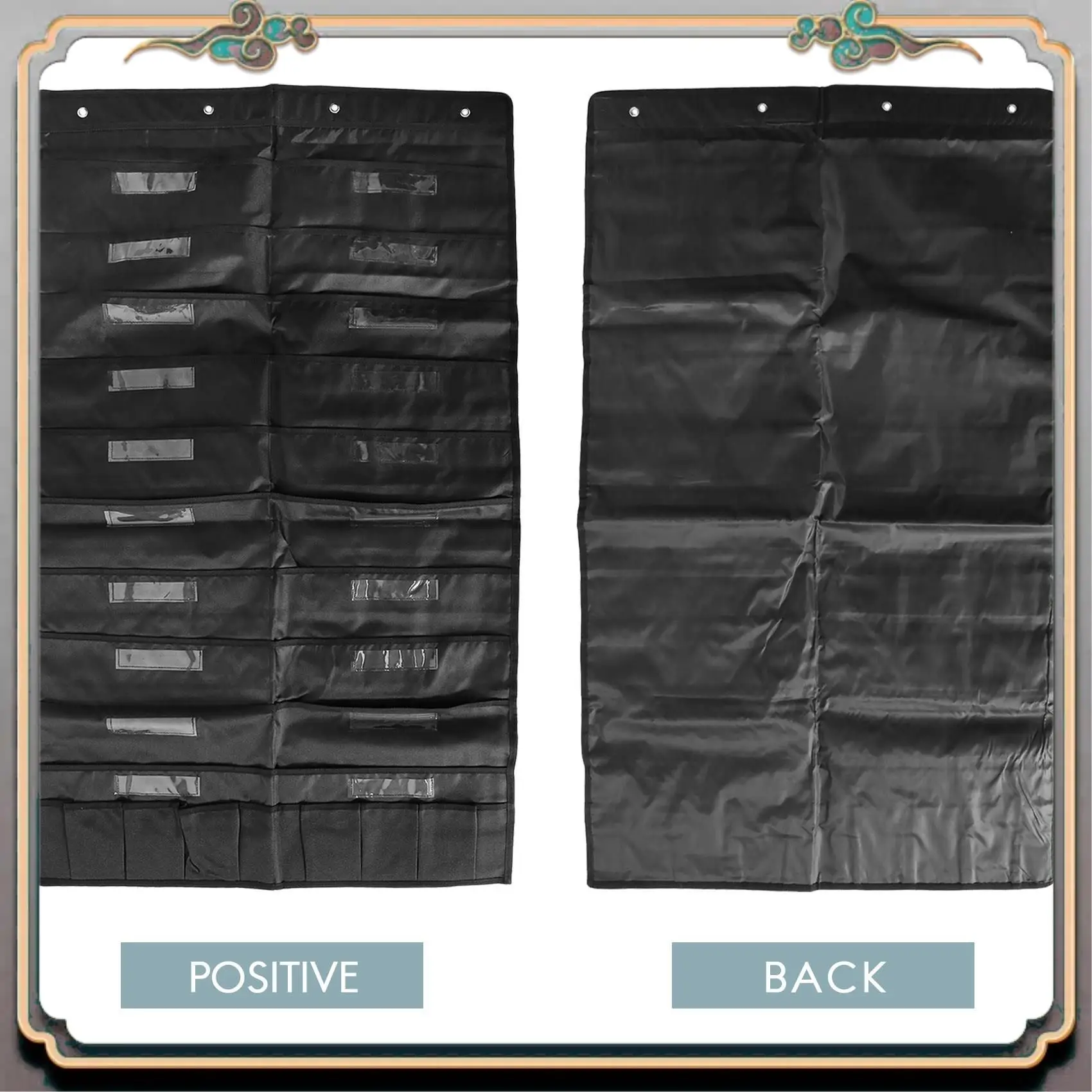 

Durable 20 Pocket Door Hanging File Organizer With Name Tag,Black Wall Storage Pocket Charts With 4 Hangers,Great For Classroom,