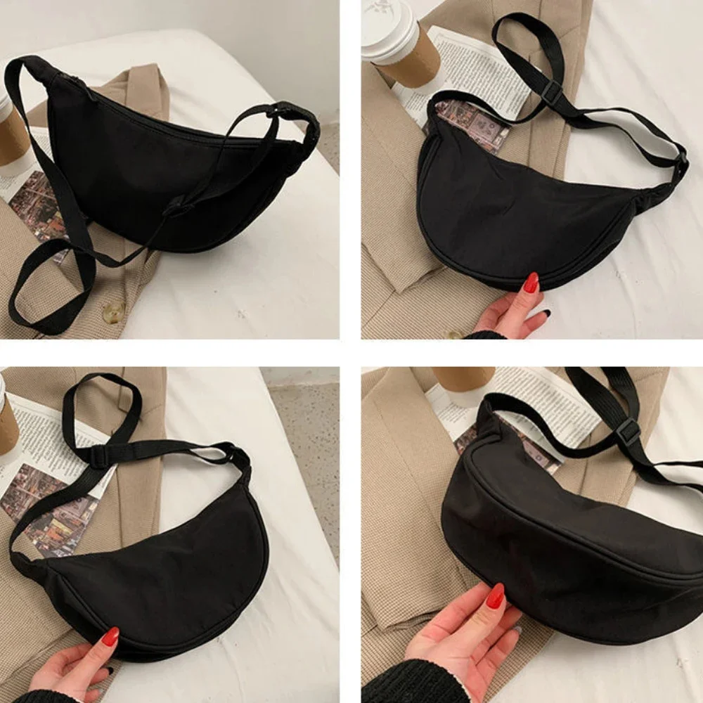 Women Shoulder Bags Solid Color Nylon Dumpling Messenger Bag 2024 New Trendy Lightweight Large Capacity Underarm Bag