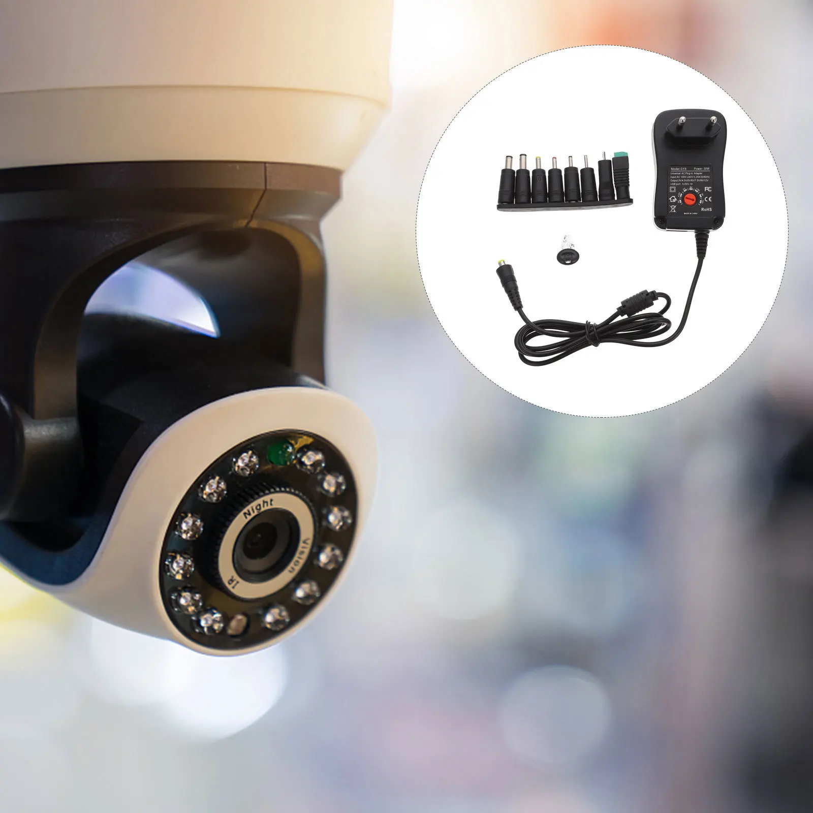 1Set Alimentatore switching regolato multi-tensione Adattatore CC Spina europea per smartphone Tablet Router Altoparlanti Strisce LED Casa