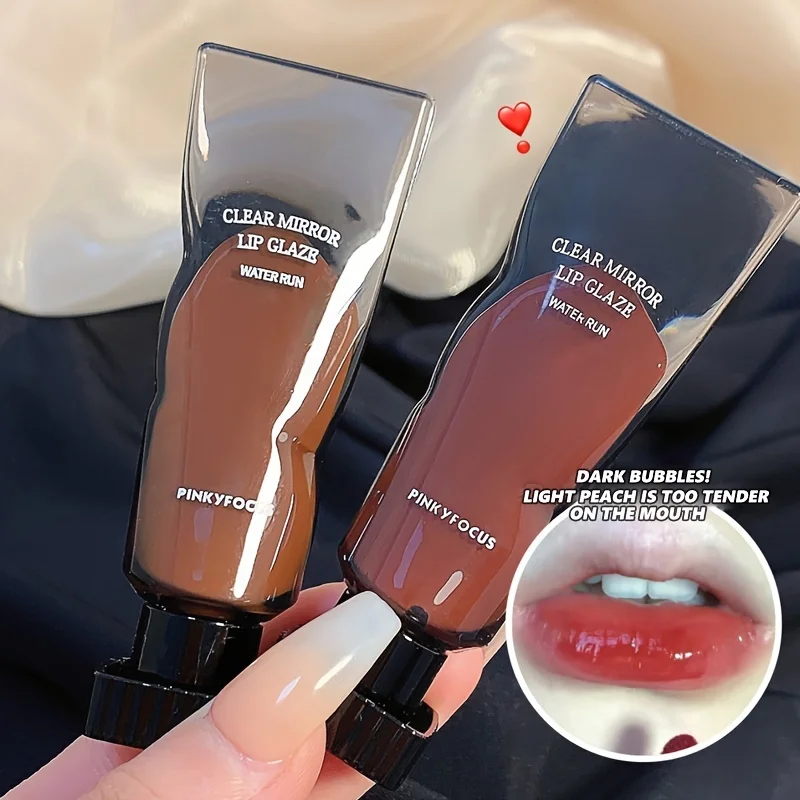 Brilho labial espelhado – à prova d'água e à prova de manchas, esmalte gelatinoso brilhante, brilho labial não pegajoso de longa duração com acabamento orvalhado