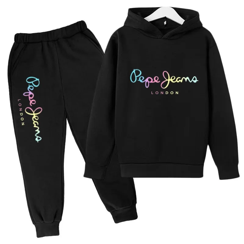 Kids 3-12Yrs Charming Simple Letters Casual Sweatshirt+Pants Sunshine Leisure Sports Hoodie Two-Piece Set Boys Girls Clothes Set