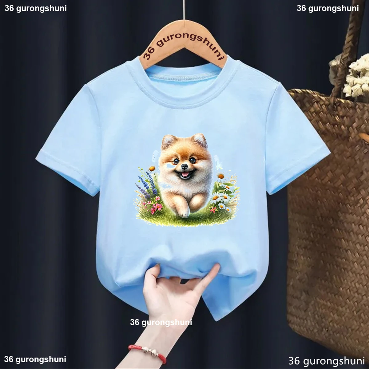 

New Childerns Tshirt Funny Pomeranian Pattern Print Tshirt Fashion Harajuku 00s Girls Tshirt Summer Short Sleeves Clothes