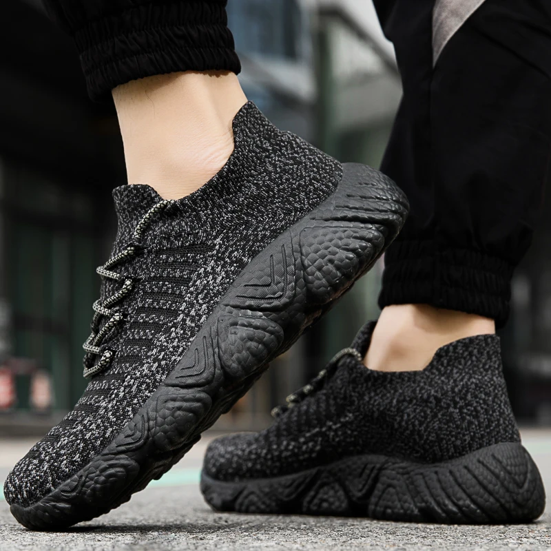 

Anti-skid Wear-resistant Sneakers Spring Men's Breathable Flying Woven Casual Shoes Men High Elastic Lightweight Sports Shoes 45