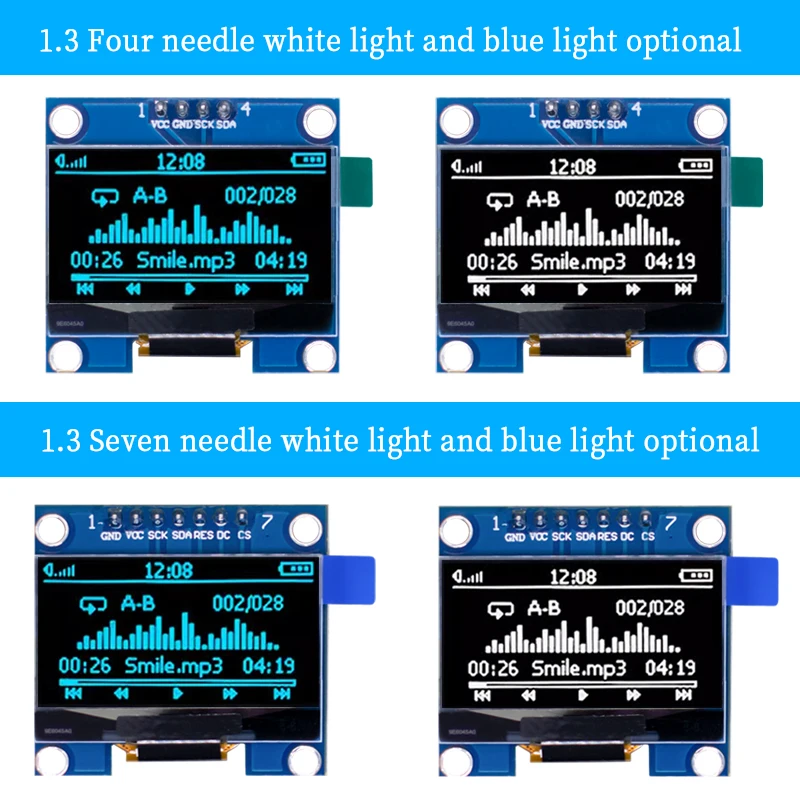 Imagem -02 - Tela de Exibição do Módulo Oled Led Lcd Branco Azul 128x64 Spi Iic I2c Sh1106 4pin 7pin 128x64 128x64 Placa Desencapada