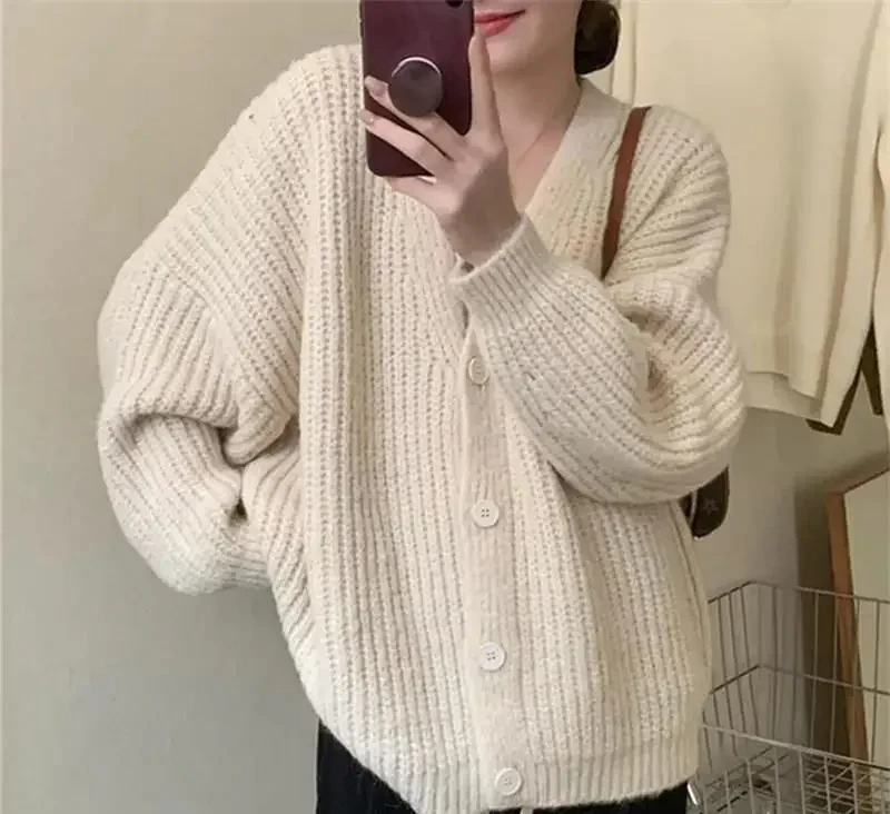 

Sweet Short Knitted Open Cardigan Women's Loose Design Spring Autumn Fashion Small