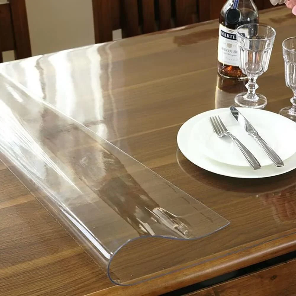 PVC transparent tablecloth with a thickness, heat-resistant, waterproof, and oil resistant dining table mat, 1pc