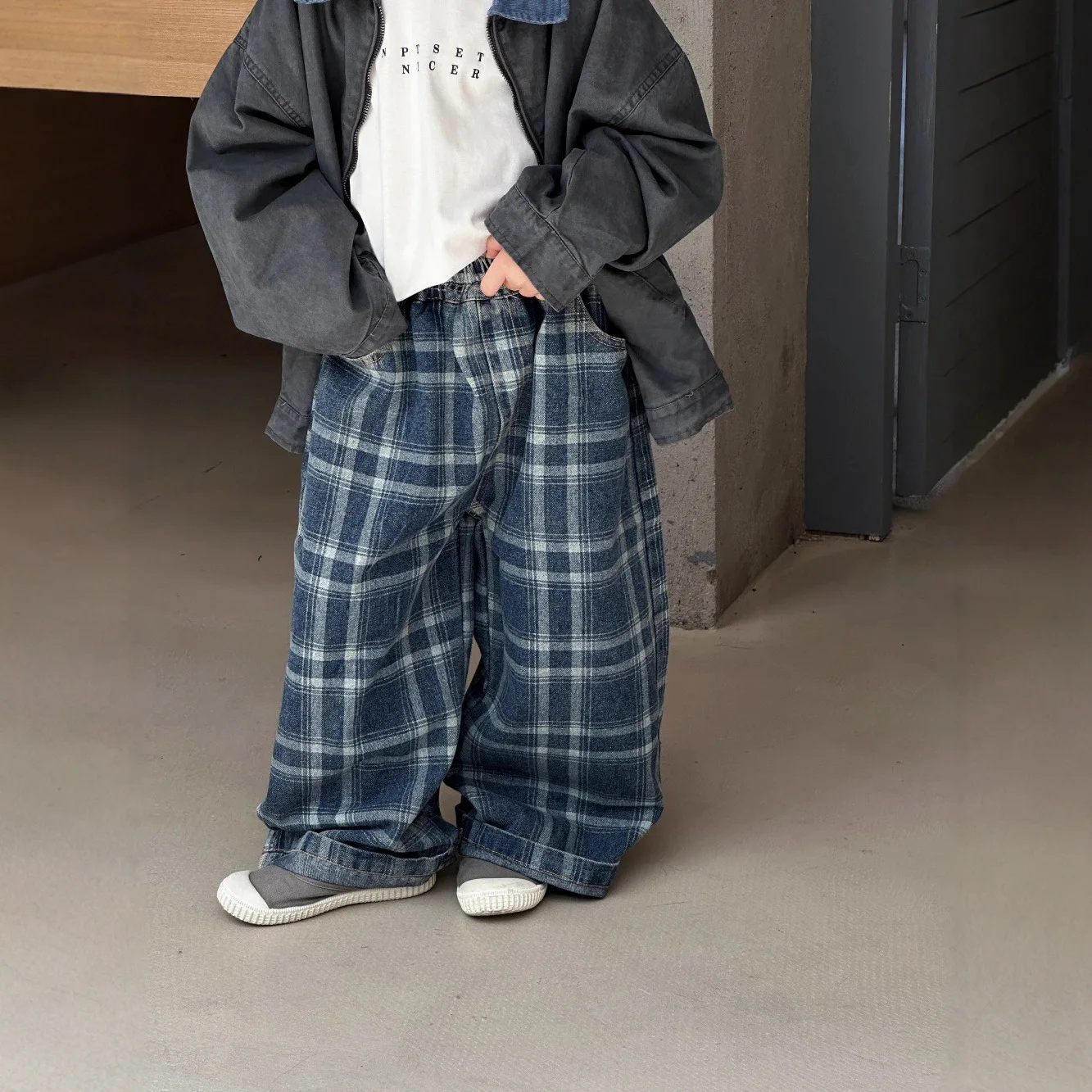 

Children's Pants Jeans 2025 Autumn New Soft Plaid Trousers Boys and Girls Loose Versatile Casual Pants