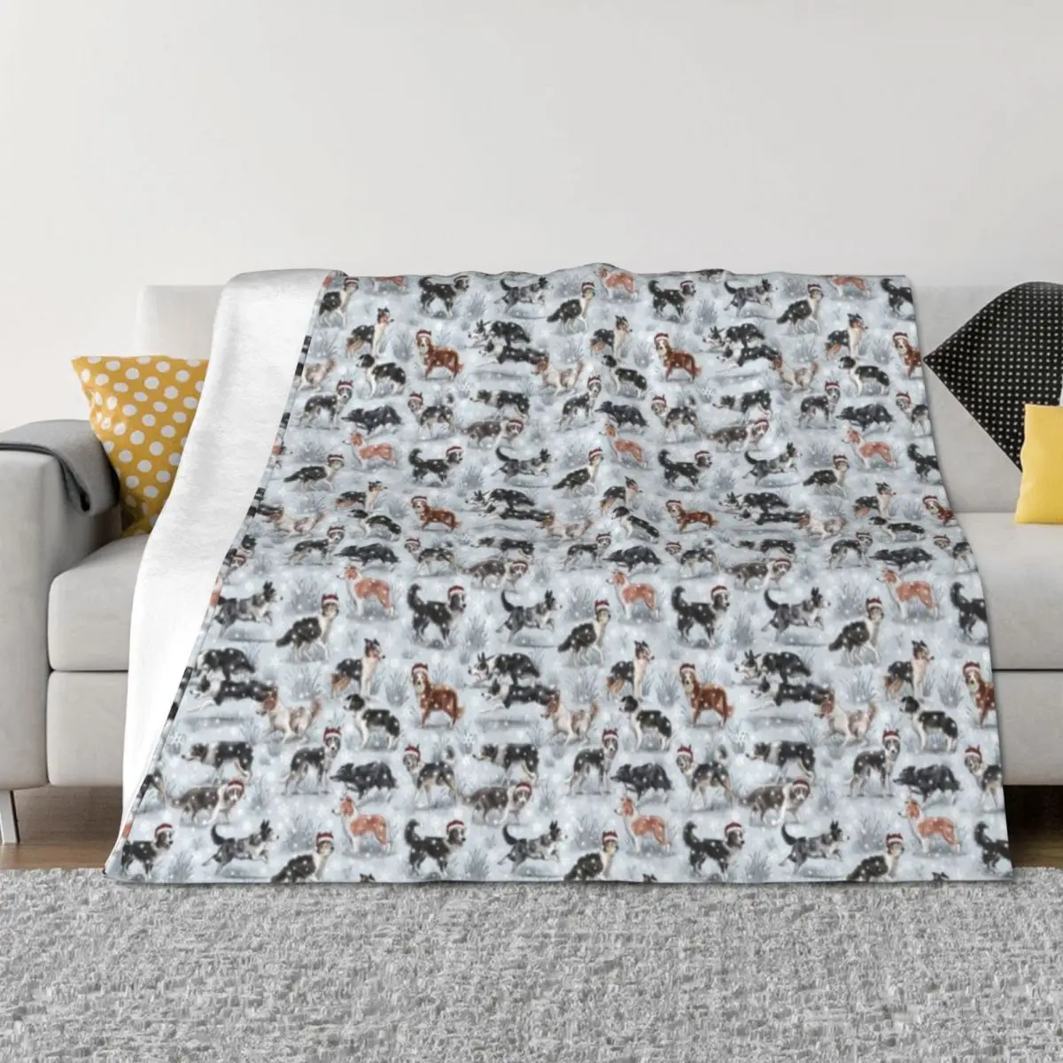 

The Christmas Border Collie Throw Blanket Fashion Sofas for sofa warm for winter Hairys Blankets