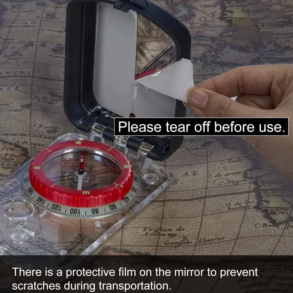 بوصلة تهدف بمرآة إمالة قابلة للتعديل مع ضوء ليلي للمشي لمسافات طويلة وقراءة الخريطة والتخييم والبقاء على قيد الحياة والصيد وتسلق الجبال #5