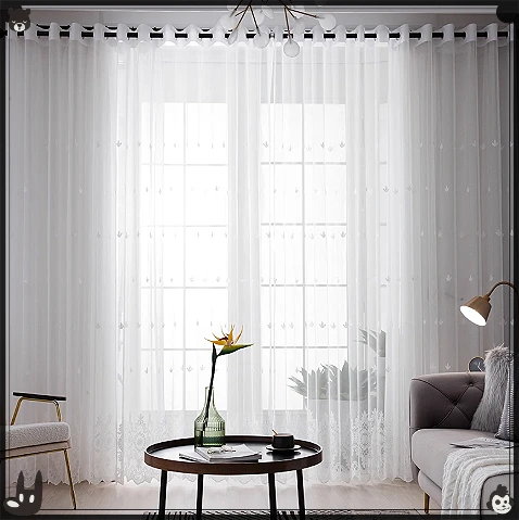 Pastoral Simple White Embroidered Gauze Curtain 1pc Princess Style Lace White Embroidered Curtain Living Room Bedroom