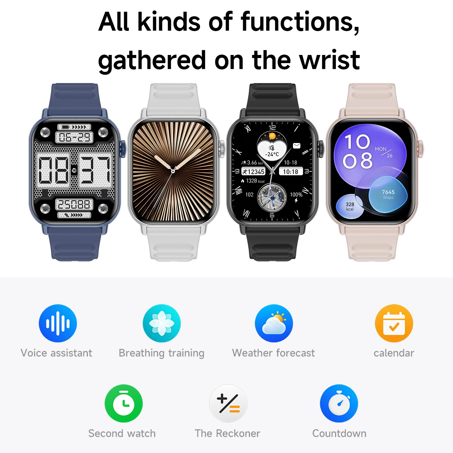 موضة جديدة Smartwatch التحكم الصوتي بلوتوث دعوة الدم الأكسجين رصد معدل ضربات القلب وضع متعدد الرياضة النساء هدية لهواوي