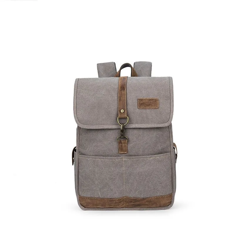 Retro Solid Color Canvas 14 16 Inch Laptop Bag Business Large Capacity MacBook Accessory Backpack Commute Notebook Bag Briefcase