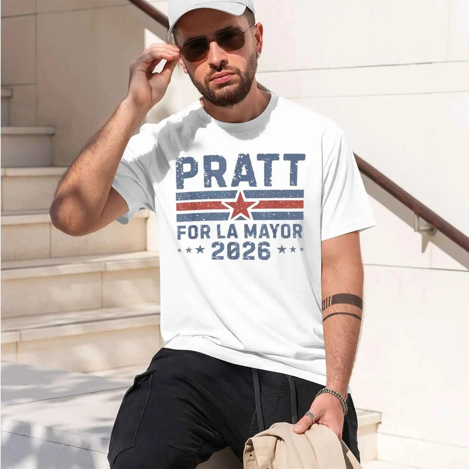 Pratt For Mayor Of Los Angeles - Vintage T-Shirt 2026 New Model Short-sleeve crewneck T-Shirt Classic Casual Multiple Colors and