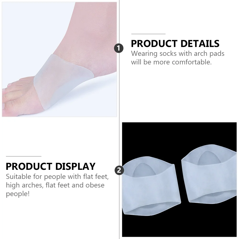 

2Pairs Adhesive Arch Support Pads Silicone Gel Flat Foot Corrector Breathable Foot for Flat Feet High Arches