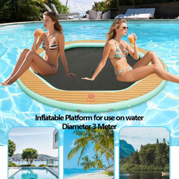 New Inflatable Platform with Non-slip Mat for Use on Water High-Buoyancy Floating Board PVC Swim Pool Yacht Resting Platform