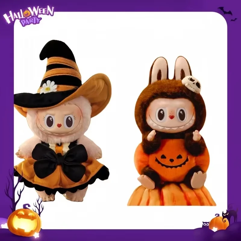 High Quality Sweetheart Halloween Mokoko Happy Party Serie Magic Of Pumpkin Labubu Vinyl Pendent Replica Doll Toy Christmas Gift