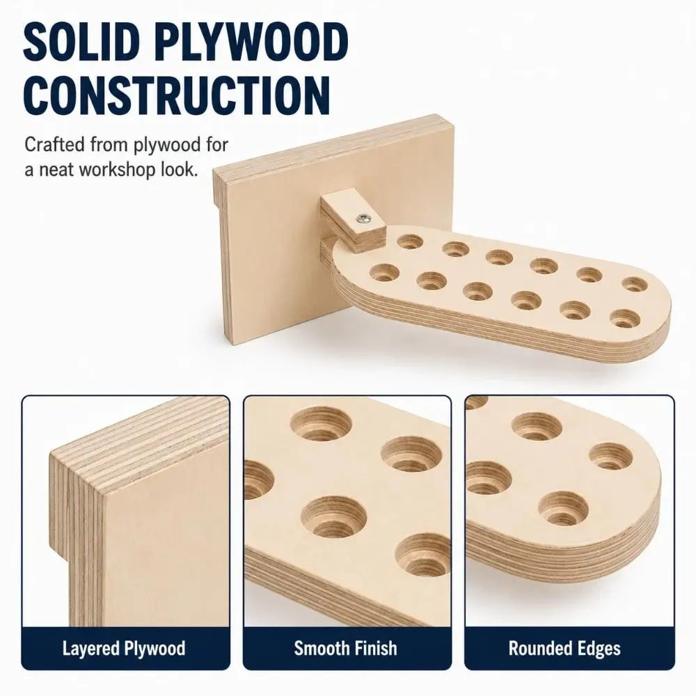 Wooden Screwdriver Holder Rack Space-Saving Universal Screwdriver Organizer Wall-Mounted Plywood Screwdriver Rack Garage
