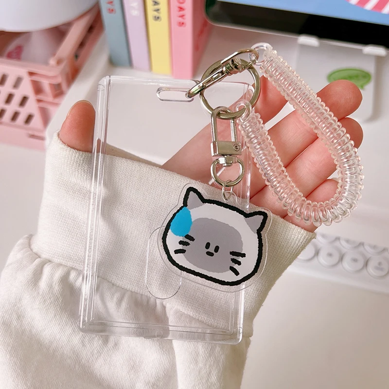 Transparent Acrylic Photocard Holder 3 Inch Album Photocard Kawaii Bus Card ID Holder Pendant Keychain School Stationery