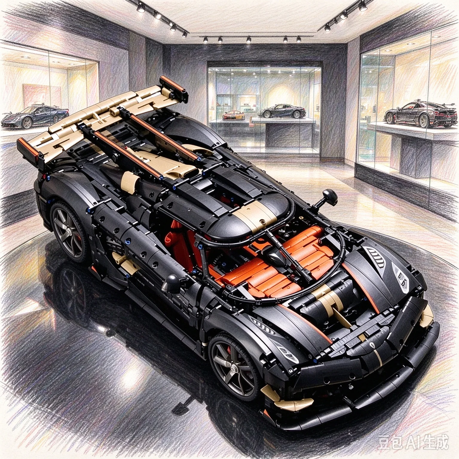 4104pcs High Tech Large Aerodynamic Race Car Bricks Kit Koeni Spear Megacar Supercar Building Block Puzzle Model Birthday Gifts