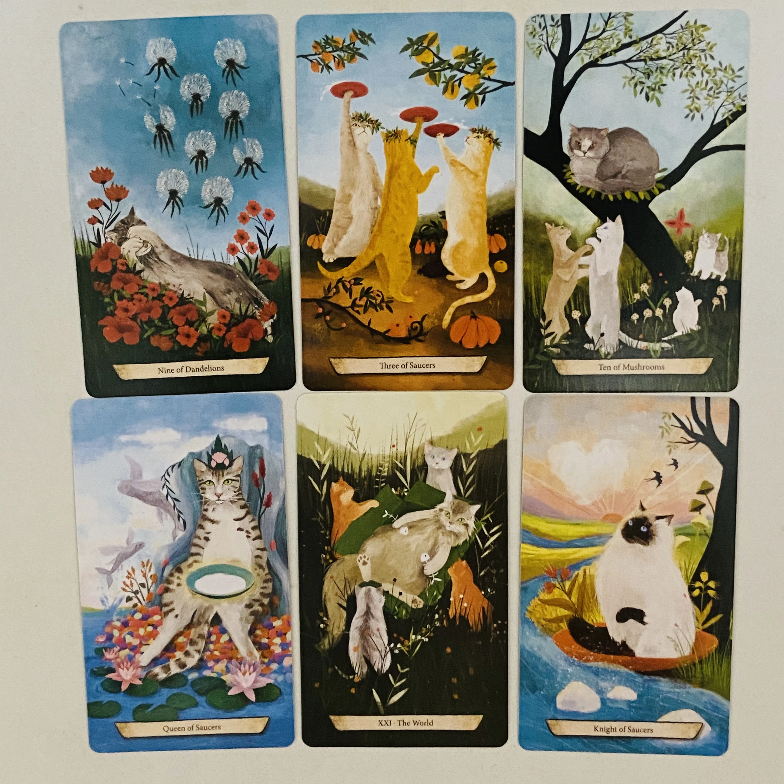 Enchanted Forest Felines Tarot Deck 78 قطعة بطاقات التارو الانتظار تجربة قوة العانسية القطط - 10.3*6 سم