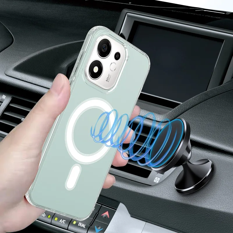 Funda Transparente de Acrílico para Huawei Honor 600 Smart X7e Plus con Imán Incorporado para Magsafe, Carcasa Transparente a Prueba de Golpes