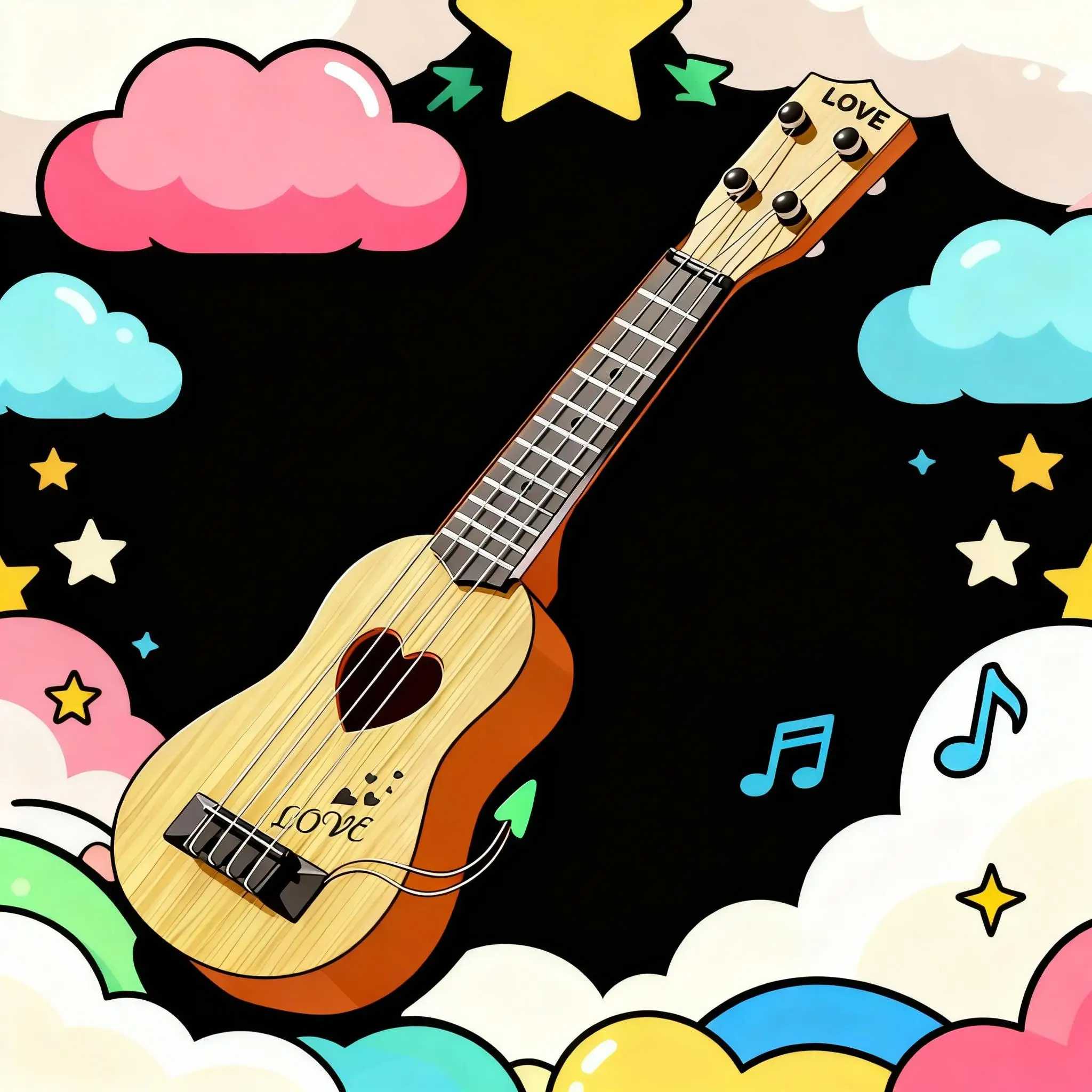 Children Guitar Toy Can Be Used To Play Elementary Instruments With Paddles Simulating Yukrili Early Education Small Guitar