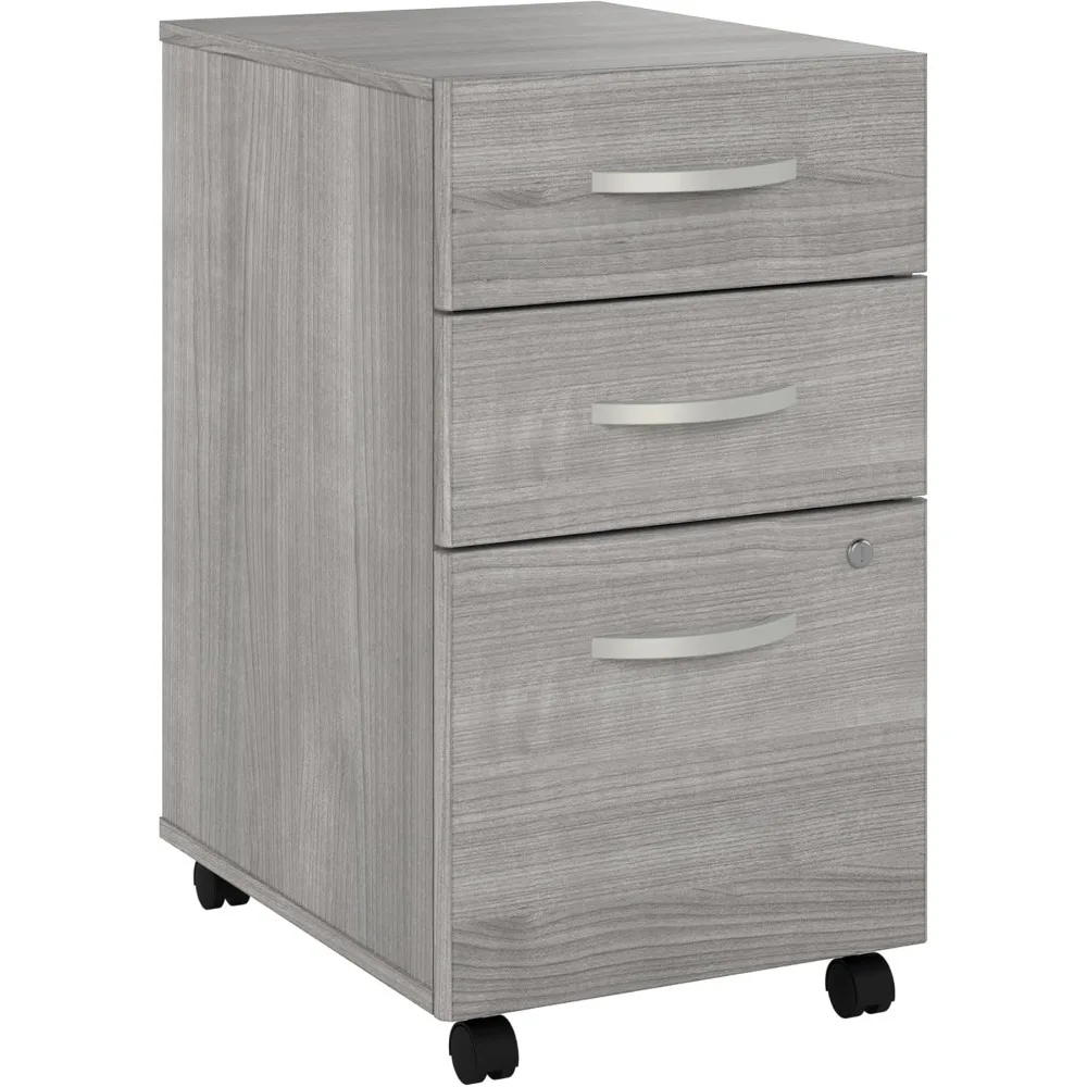 Furniture Studio C 3 Drawer Mobile File Cabinet in Platinum Gray - Assembled, Rolling Document Storage for  Professional Office