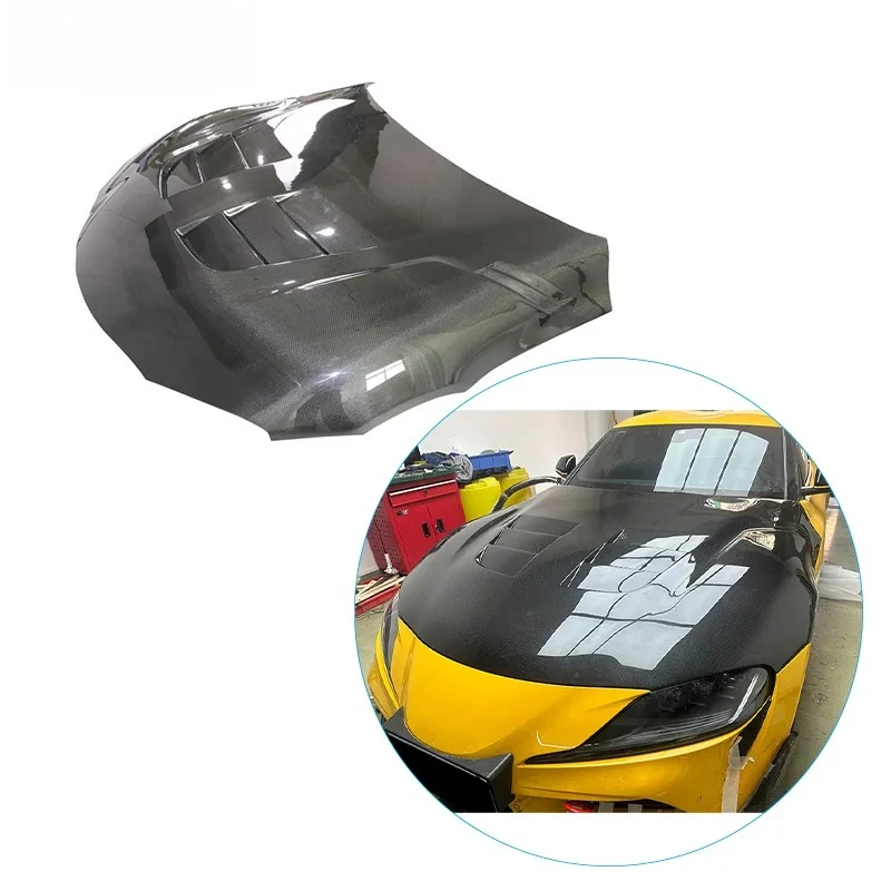 

For Toyota SUPRA A90 A91 Real Carbon Fiber Front Bonnet Carbon Fiber Engine Cover TS Style Hood