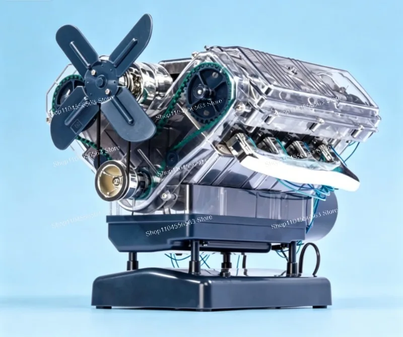 Mini V8 Engine Assembly Model – Transparent Vision, Runable, Birthday Gift Toy for Hobbyist & Collector