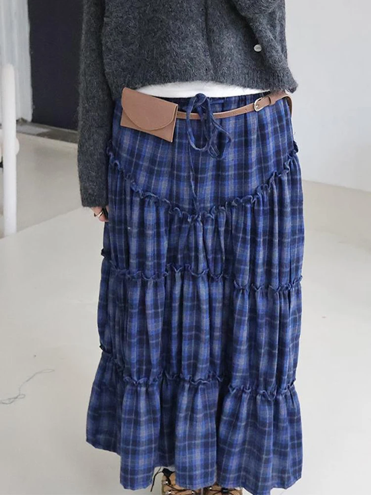 

2200, осень-зима, женская корейская модная клетчатая плиссированная юбка миди, винтажная 2000-е годы Y2k Mori Girl Shoujo, стиль колледжа, вечеринка, новинка