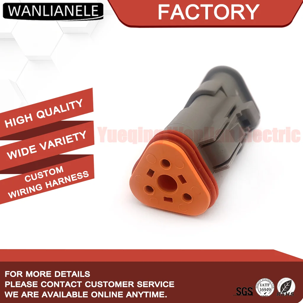 50 Sets DT04-3P 3 Pin Waterproof Connector Female Receptacle IP68 Automotive DT Series Gray Housing 13A 250V