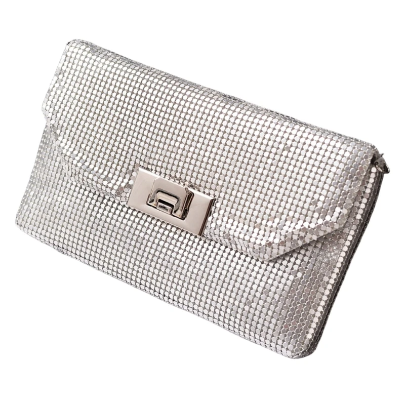 Elegant Shoulder Bag Evening Purse Aluminum Handbag For Elegant Gatherings 066F