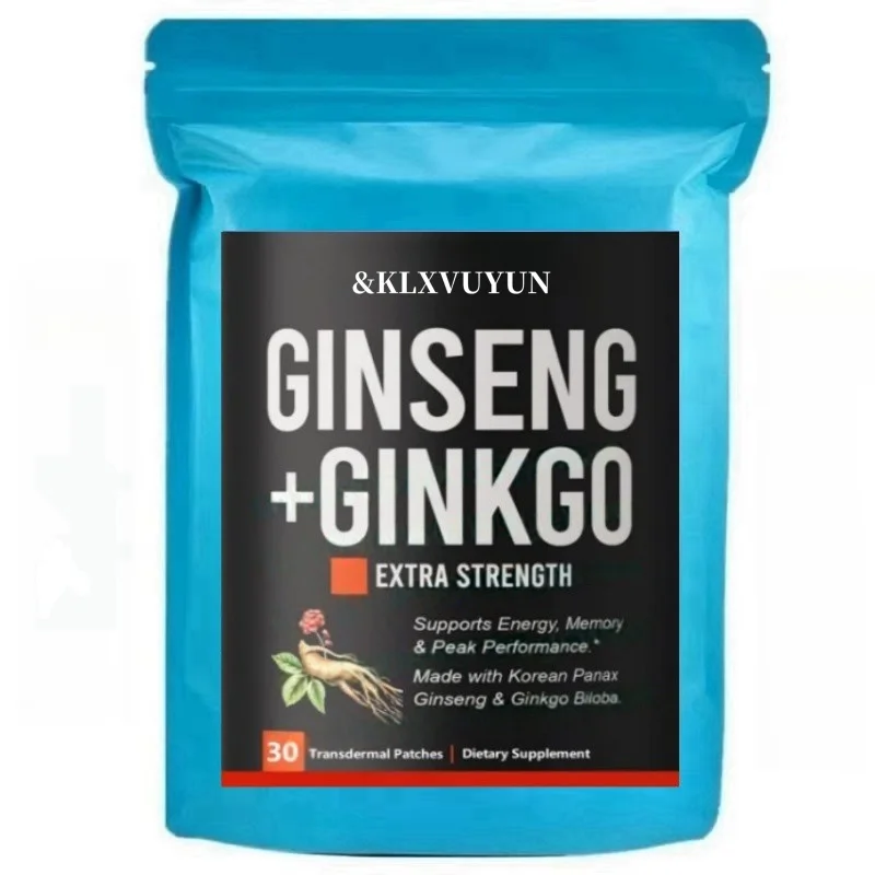 Patches transdermicos complexos coreanos coreanos de ginseng vermelho e ginkgo biloba para energia, foco, desempenho, vitalidade e imune