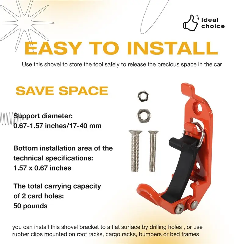 Multifunction Metal Clamp Mounting Kit Shovel Holder Clamp 3 Multifunction Metal Clamp Mounting Kit Shovel Holder Clamp