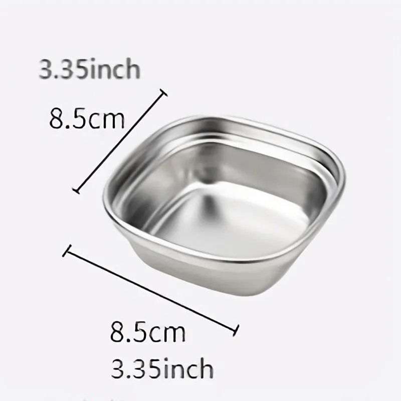 1pc Thickened 304 Stainless Steel Sauce Dish, Small Multi-grid Dip Dish, Multi-function Vegetable Dish, Restaurant Baking Tassel