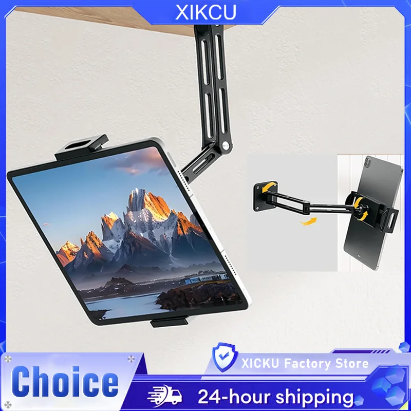 Adjustable Tablet Wall Mount Phone Stand Long Arm 360 Degree Rotatable Cantilever Desk Bed Holder for 4.7-12.9 inch Support iPad